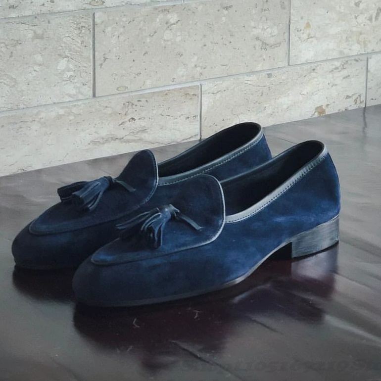 Men'S Shoes Qn - Tassel Decor Men Loafers Navy Blue