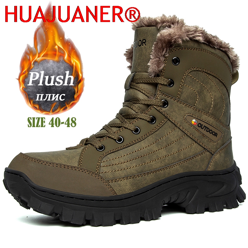 Hiking Boot Waterproof - Men Winter Snow Boots Platform Plush