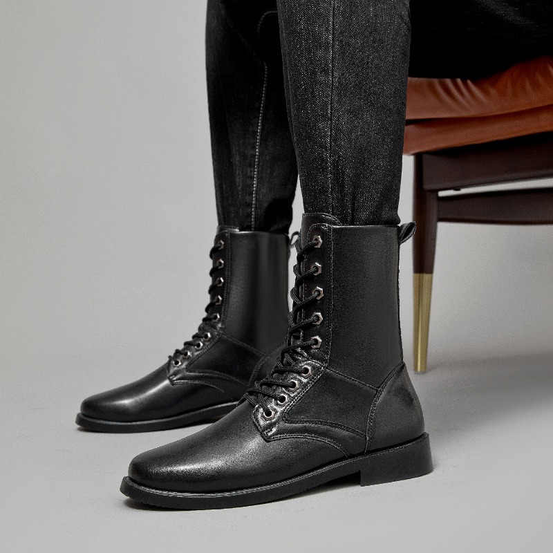 High-top Leather Boots Outdoor - Men'S Shoes For Work 评论和价格