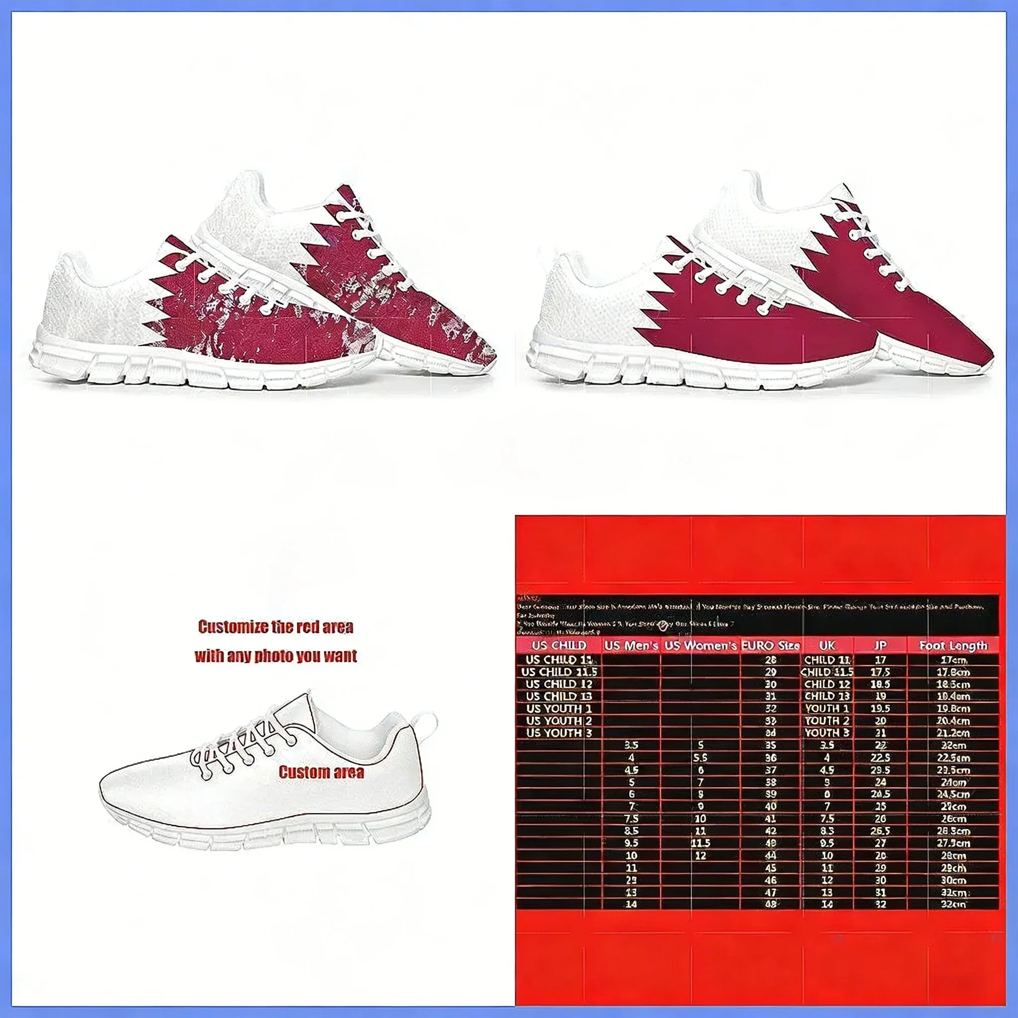 Qatar Flag Sports Shoes, Custo - Men Shoes Qatar 评论和价格