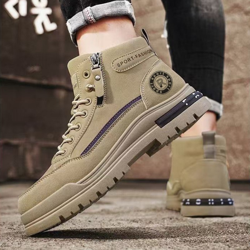Men Retro High Top Work Boots  - Men'S Shoes For Work 评论和价格