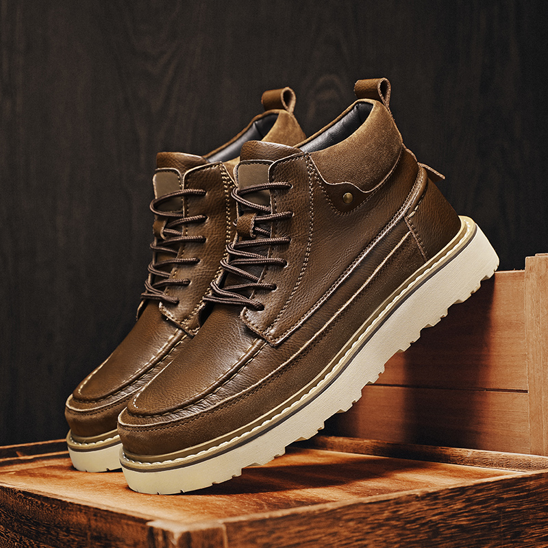 Men Brown Fleece Lined Warm Hi - Men'S Shoes For Work 评论和价格