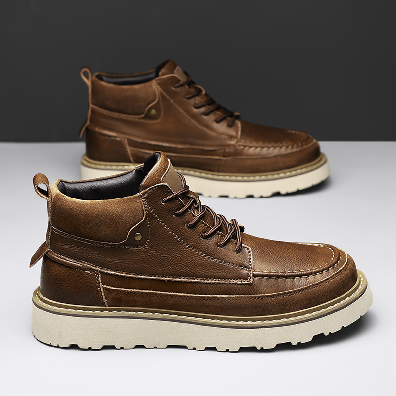 Men Brown Fleece Lined Warm Hi - Men'S Shoes For Work 评论和价格